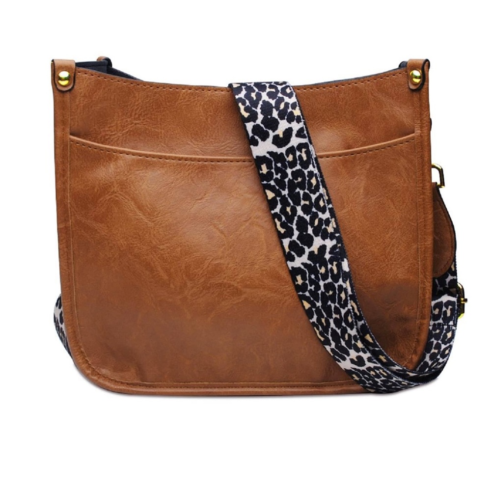 Vegan Leather Crossbody with Leopard Guitar Adjustable/Removable Strap